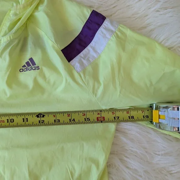 Adidas Lightweight Running Jacket - Highlighter Yellow, Purple - size XS - Picture 5 of 8